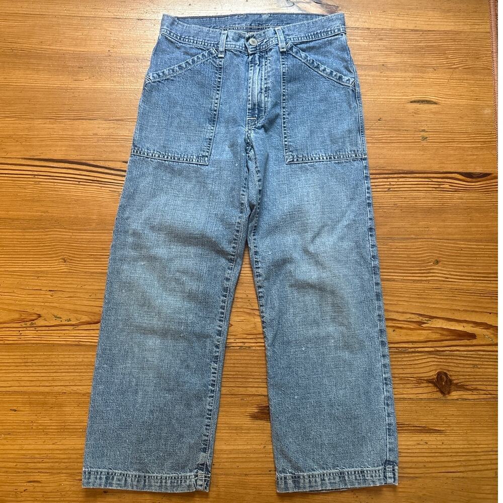 Y2K Lucky Brand Dungarees light‎ wash straight leg cargo denim jeans SIZE 6
